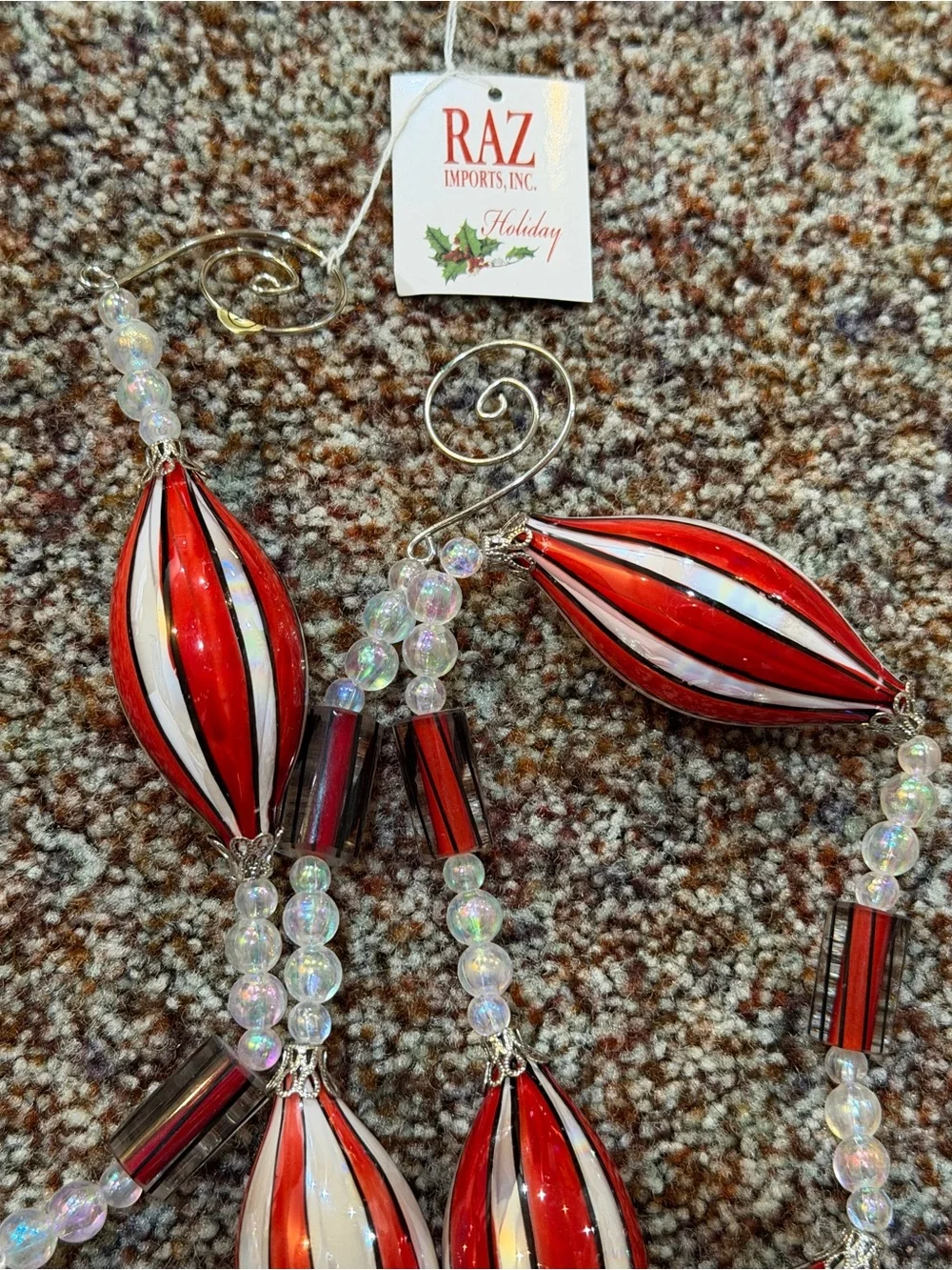 RAZ Imports Holiday Acrylic Garland Red, White & Black Beads